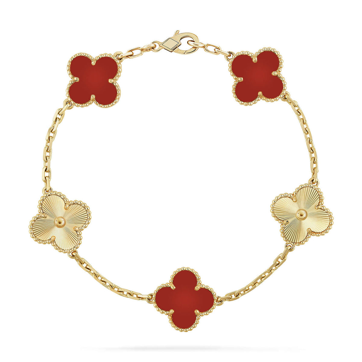 [Mystic] CLOVER 5 MOTIF RED CORNELIAN BRACELET COLLECTION
