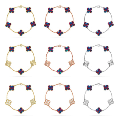 [Mysitc ]New CLOVER 5 MOTIF COLOR GEMSTONES BRACELET COLLECTION