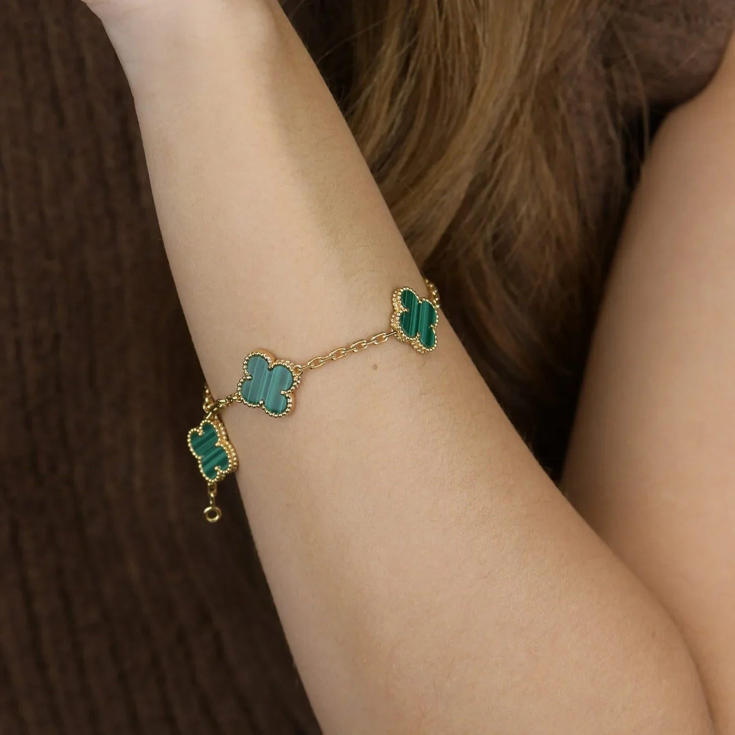 [Mystic] CLOVER 5 MOTIF MALACHITE BRACELET COLLECTION