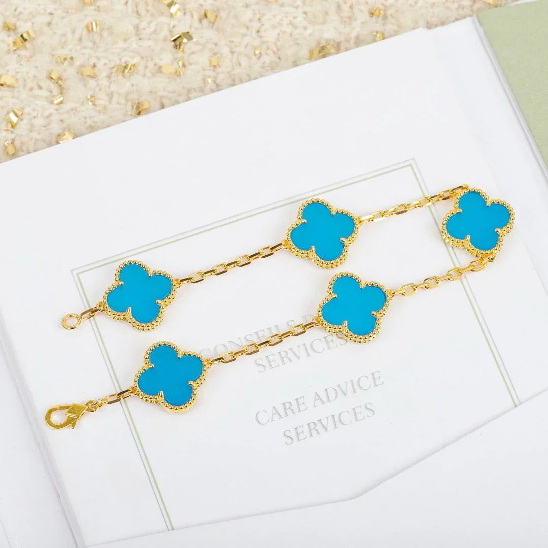 [Demi jewelry] CLOVER 5 MOTIF TURQUOISE BRACELET COLLECTION-new