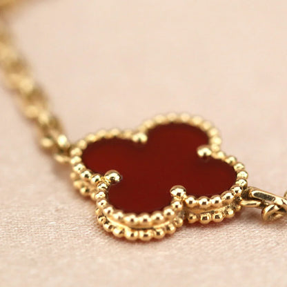 [Mystic] CLOVER 5 MOTIF RED CORNELIAN BRACELET COLLECTION