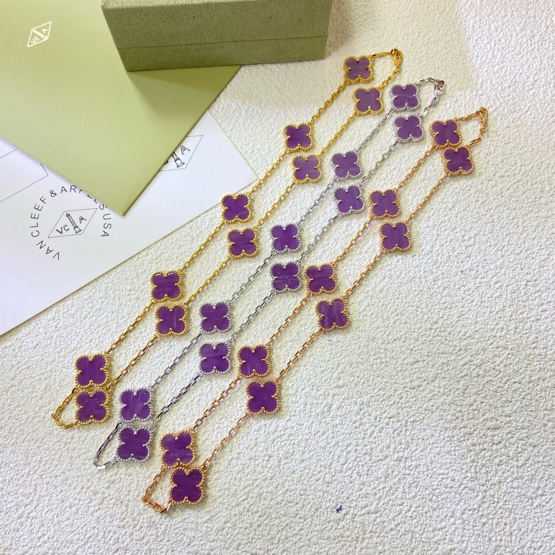 Mysitc CLOVER 10 MOTIFS  PURPLE VIOLET  NECKLACE