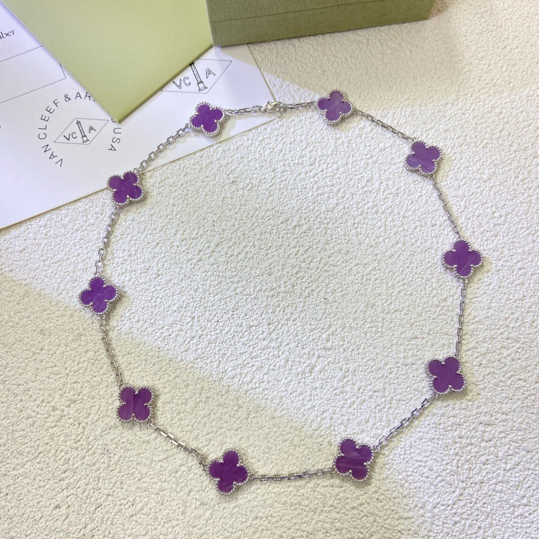 Mysitc CLOVER 10 MOTIFS  PURPLE VIOLET  NECKLACE