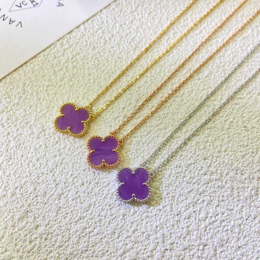 Mysitc CLOVER 15MM  PURPLE VIOLET NECKLACE