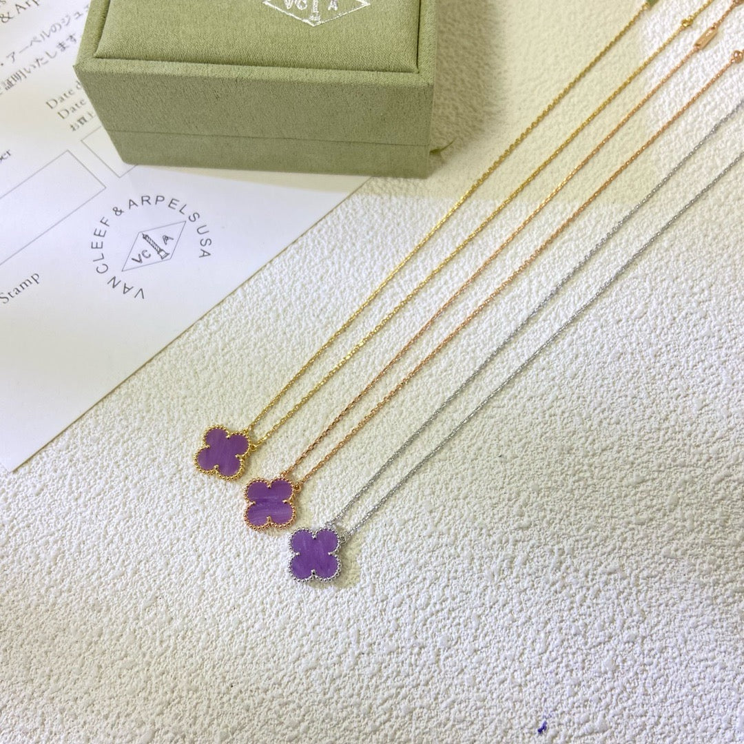 Mysitc CLOVER 15MM  PURPLE VIOLET NECKLACE
