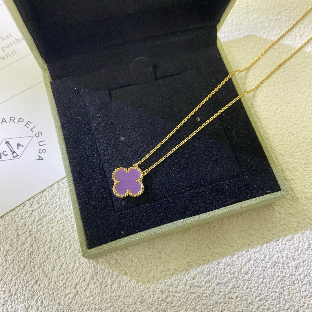 Mysitc CLOVER 15MM  PURPLE VIOLET NECKLACE