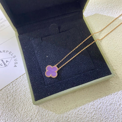Mysitc CLOVER 15MM  PURPLE VIOLET NECKLACE