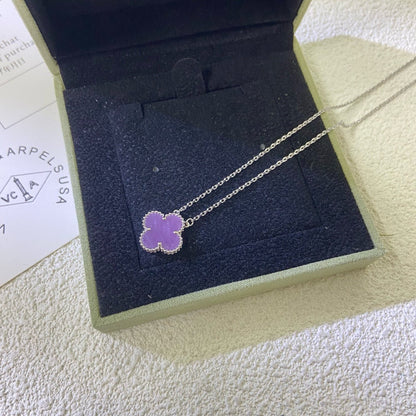 Mysitc CLOVER 15MM  PURPLE VIOLET NECKLACE