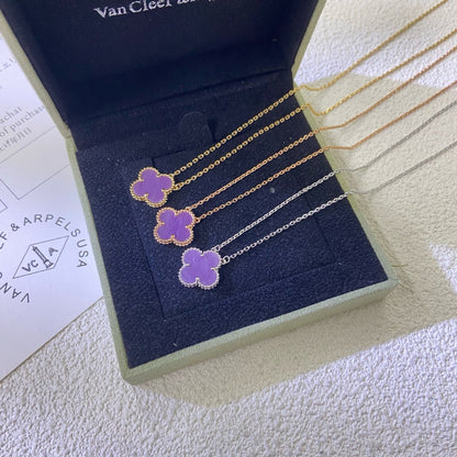 Mysitc CLOVER 15MM  PURPLE VIOLET NECKLACE