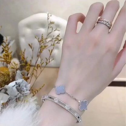 [Mystic] CLOVER 5 MOTIF PURPLE CHALCEDONY BRACELET COLLECTION