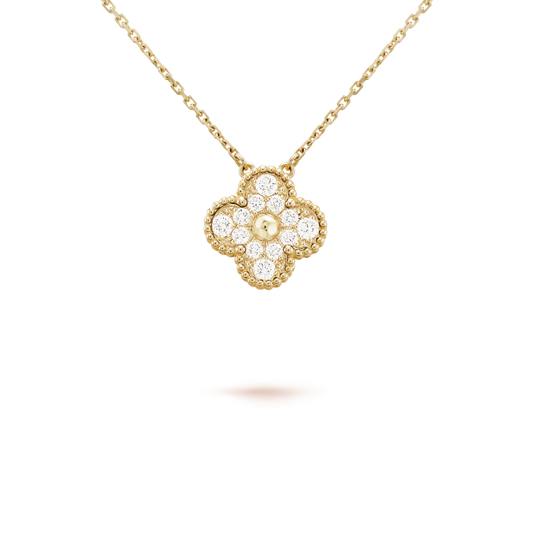 [Mystic]CLOVER 15MM DIAMOND SINGLE FLOWER NECKLACE