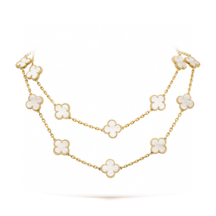 [Mystic]CLOVER 20 MOTIFS WHITE MOP NECKLACE