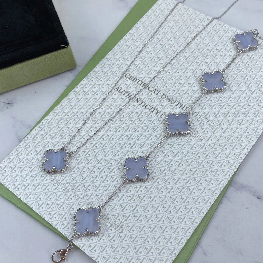 [Demi jewelry] CLOVER 5 MOTIF PURPLE CHALCEDONY BRACELET COLLECTION-new