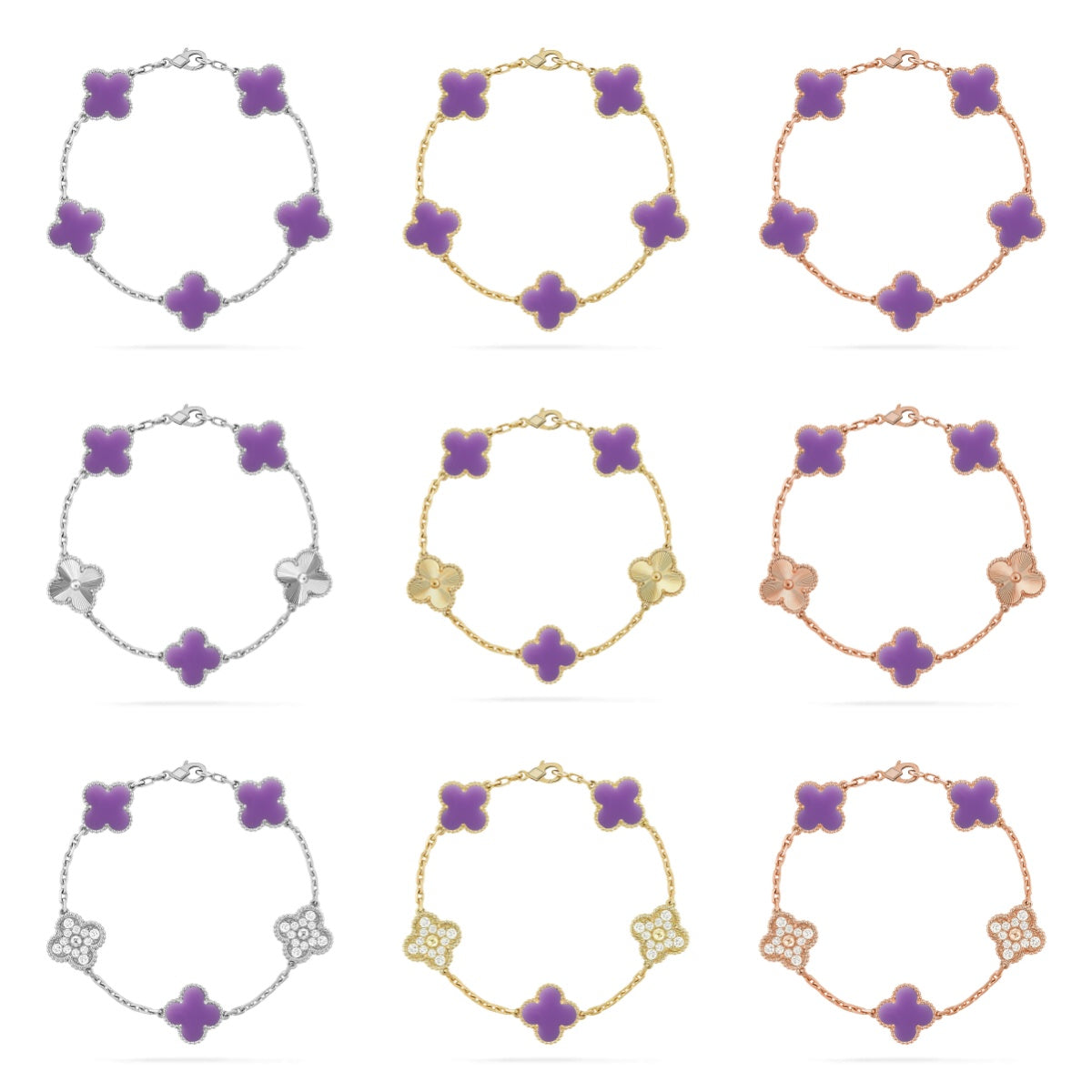 [Mysitc ]New CLOVER 5 MOTIF LIGHT PURPLE BRACELET COLLECTION