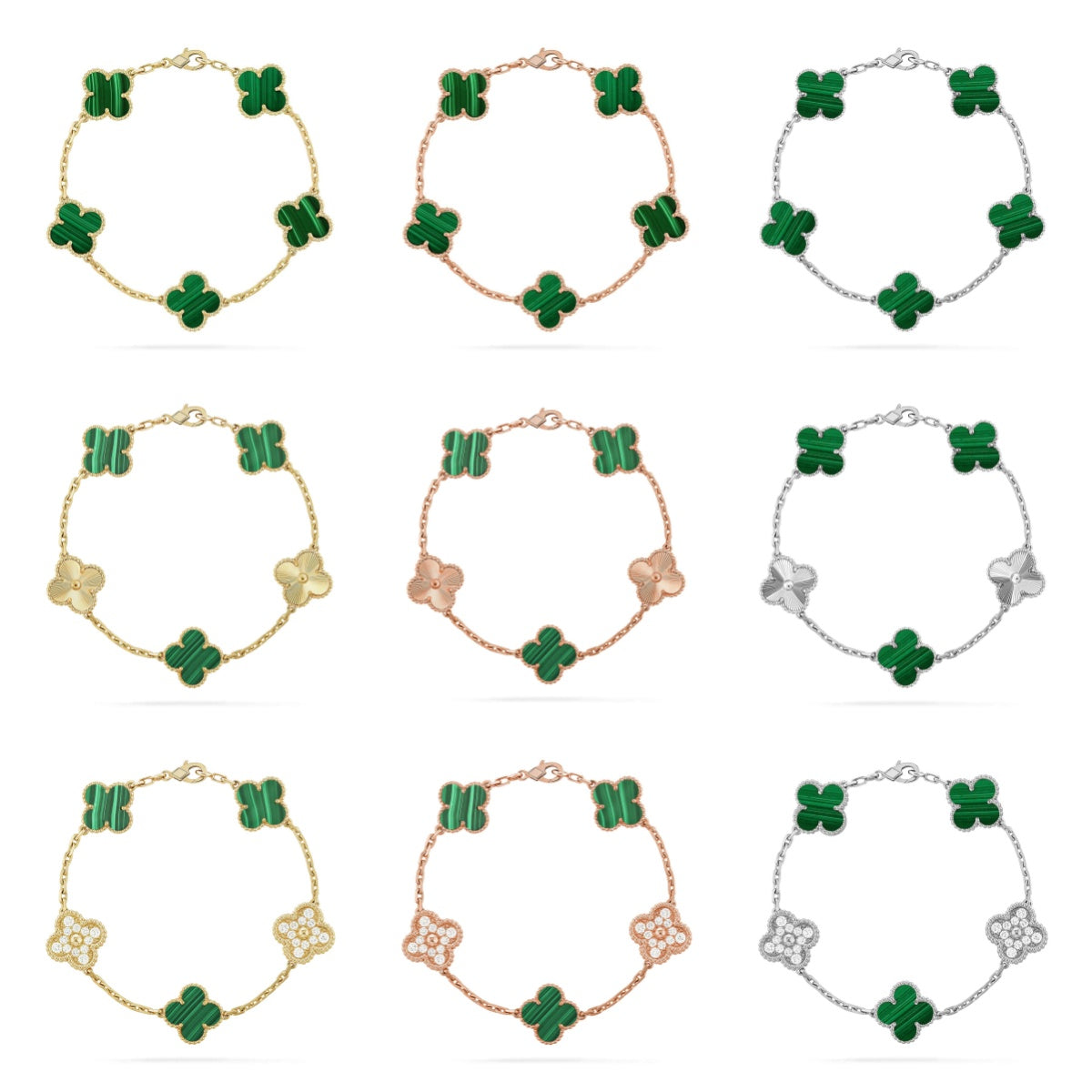 [Mysitc ]New  CLOVER 5 MOTIF MALACHITE BRACELET COLLECTION