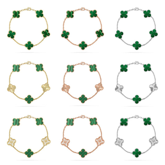 [Mysitc ]New  CLOVER 5 MOTIF MALACHITE BRACELET COLLECTION
