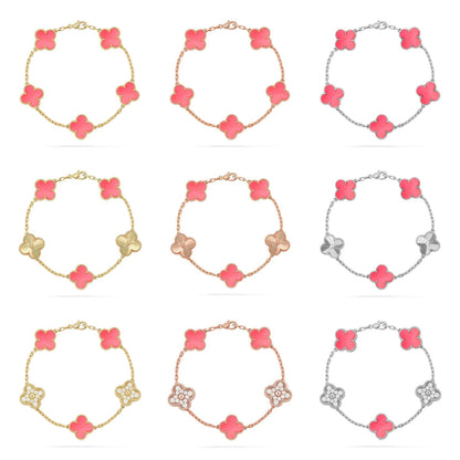 [Mysitc ]New  CLOVER 5 MOTIFS  PINK MOP BRACELET COLLECTION