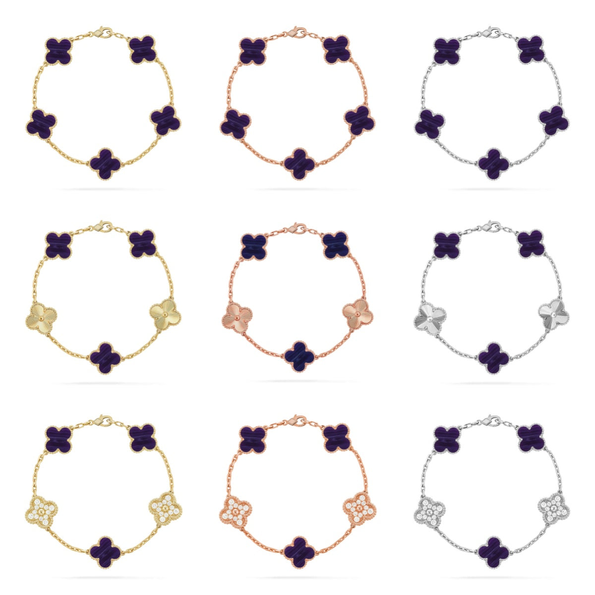 [Mysitc ]New CLOVER 5 MOTIF PURPLE STRIPES BRACELET COLLECTION
