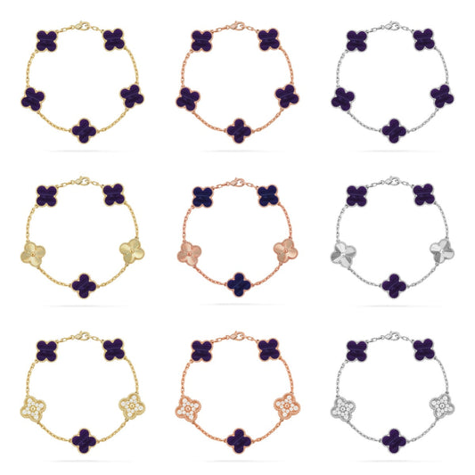 [Mysitc ]New CLOVER 5 MOTIF PURPLE STRIPES BRACELET COLLECTION