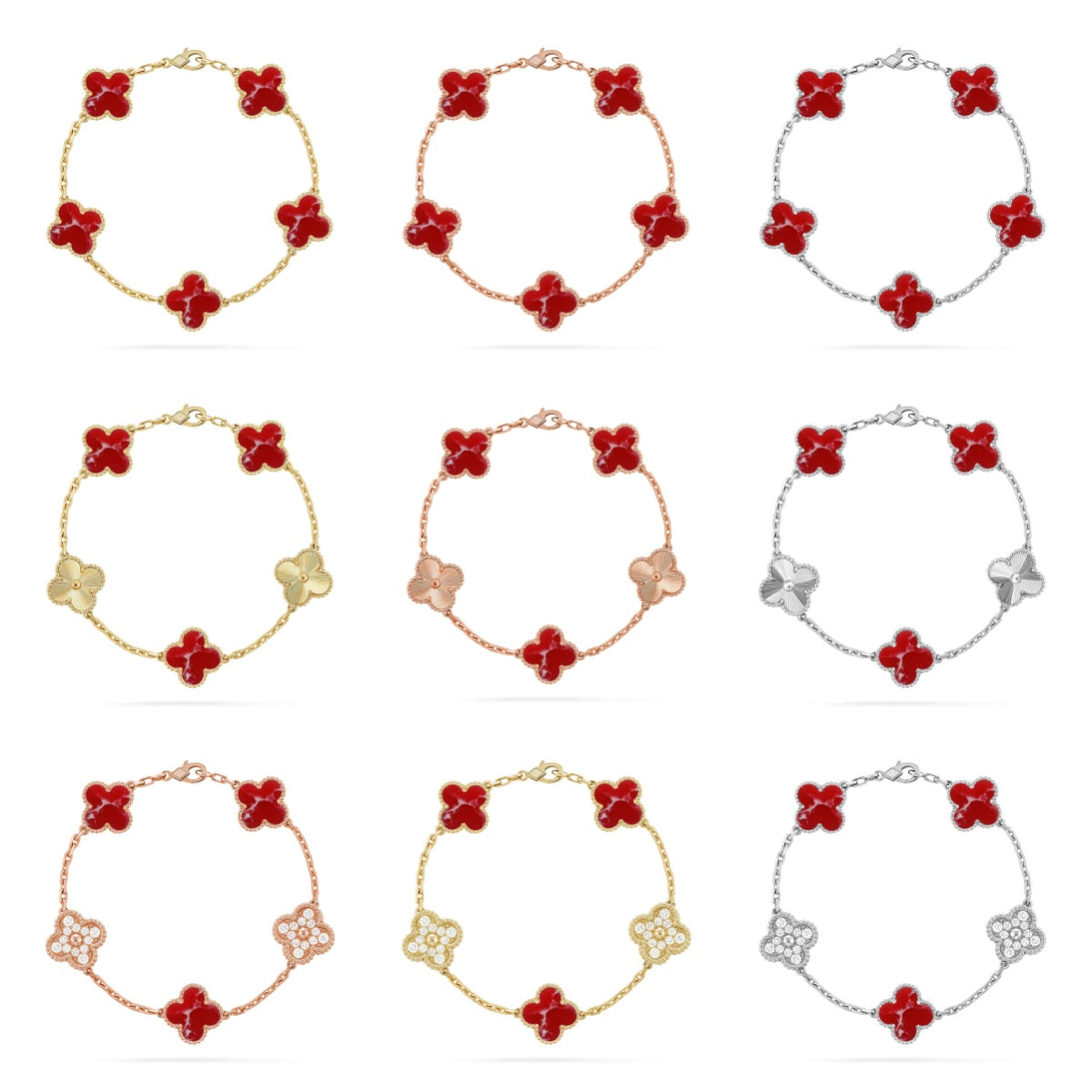[Mysitc ]New CLOVER 5 MOTIF RED PATTERN BRACELET COLLECTION