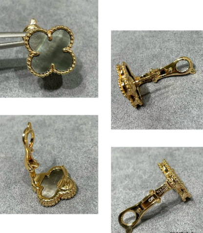 [Mystic]CLOVER MEDIUM GRAY MOP EARRINGS