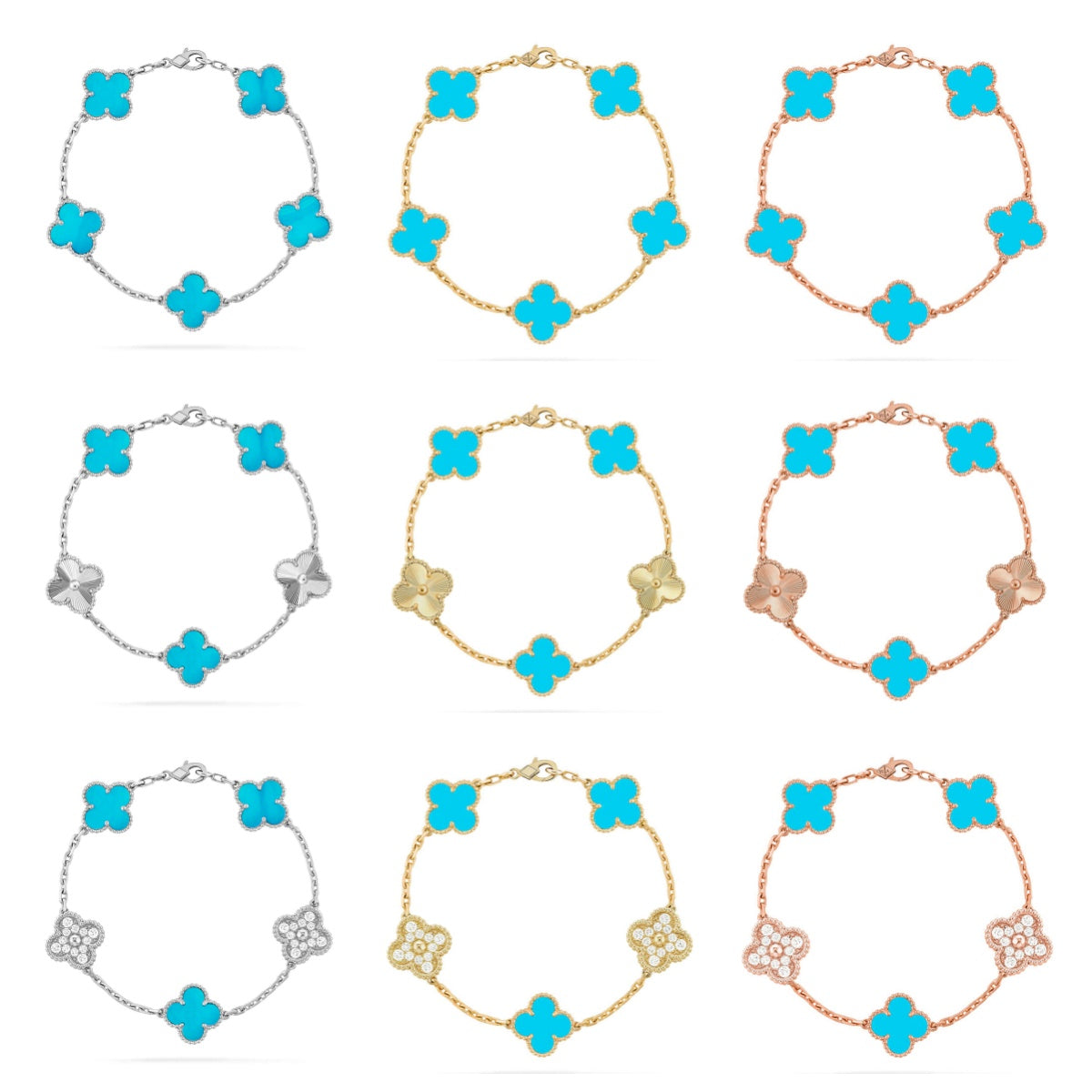 [Mysitc ]New  CLOVER 5 MOTIF TURQUOISE BRACELET COLLECTION