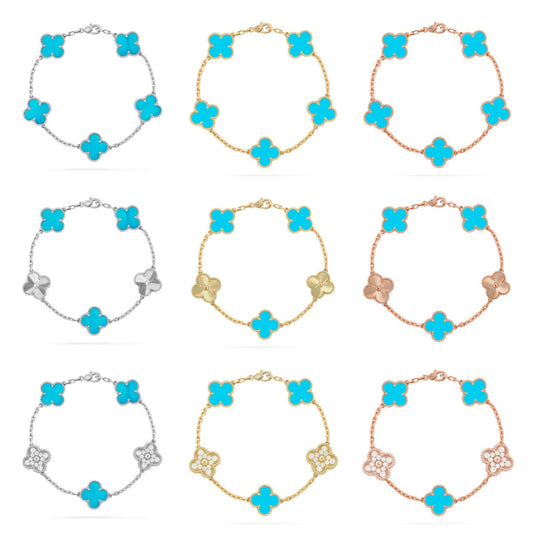 [Mysitc ]New  CLOVER 5 MOTIF TURQUOISE BRACELET COLLECTION