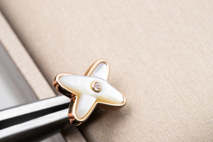 [Mystic]JEUX DE WHITE MOP ROSE GOLD DIAMOND EARRINGS