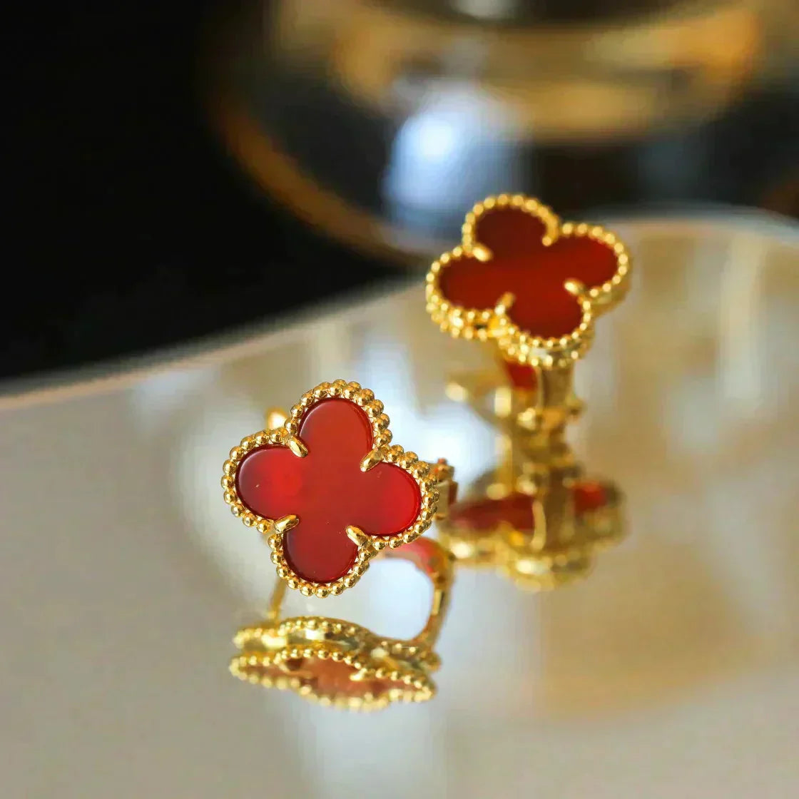 Mysitc CLOVER MEDIUM 1 MOTIFS CARNELIAN  EARRINGS