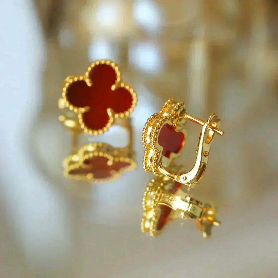 Mysitc CLOVER MEDIUM 1 MOTIFS CARNELIAN  EARRINGS