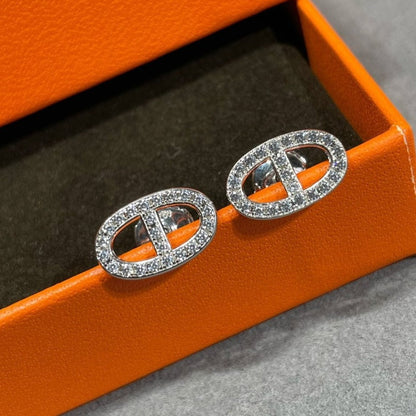 [Mystic]HM FULL DIAMOND PIG NOSE STUD EARRINGS
