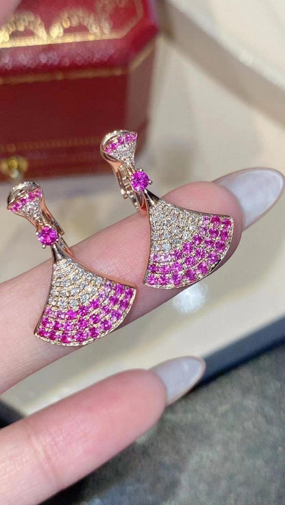 [Mystic]  Pink Diamond Dress Earrings