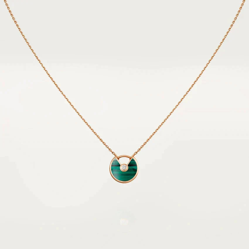 [Demi jewelry]AMULETTE ROSE GOLD MALACHITE NECKLACE