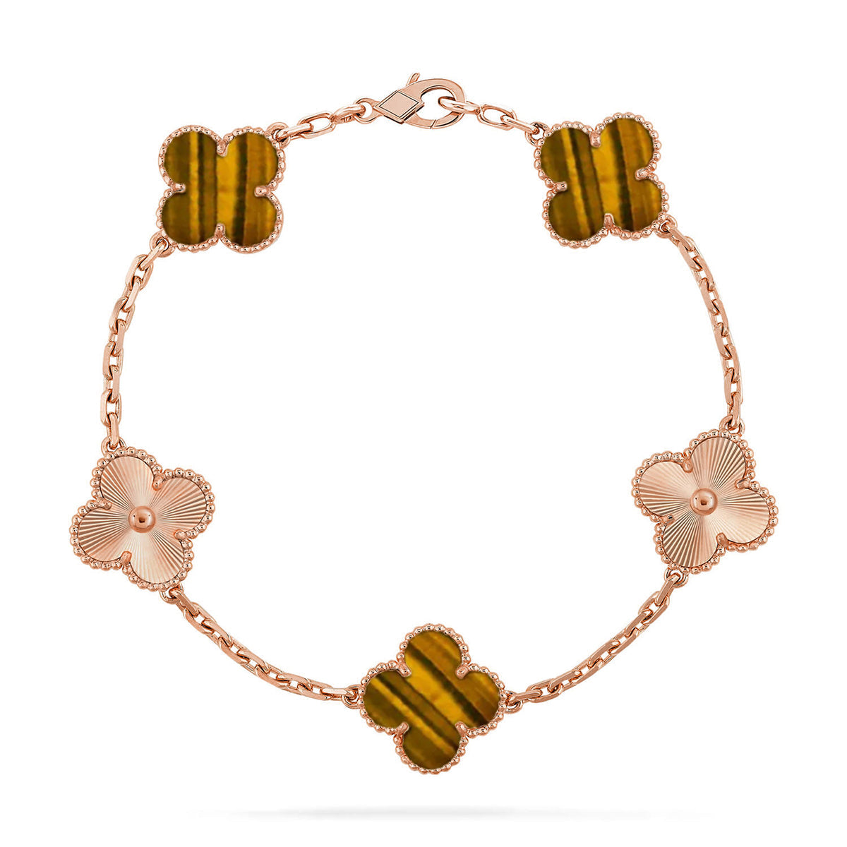 [Demi jewelry] CLOVER 5 MOTIFS TIGER EYE BRACELET COLLECTION-new