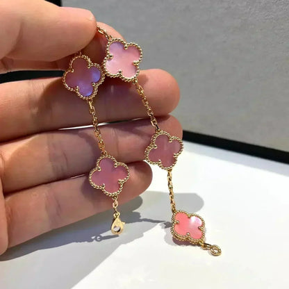 [Mysitc ]New  CLOVER 5 MOTIFS  PINK MOP BRACELET COLLECTION