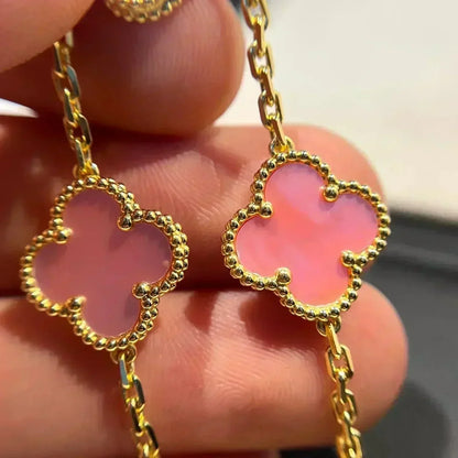 [Mysitc ]New  CLOVER 5 MOTIFS  PINK MOP BRACELET COLLECTION