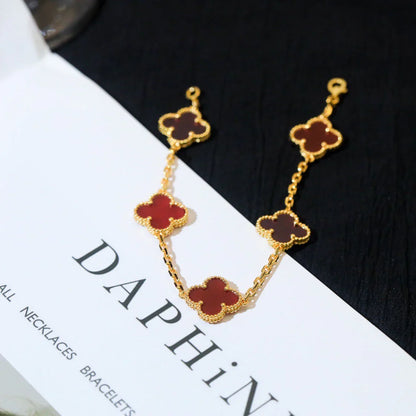 [Mystic] CLOVER 5 MOTIF RED CORNELIAN BRACELET COLLECTION