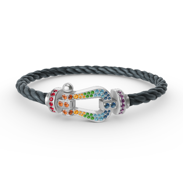 [Mystic]FORC LARGE HORSESHOE  COLORED DIAMOND BRACELET SILVER