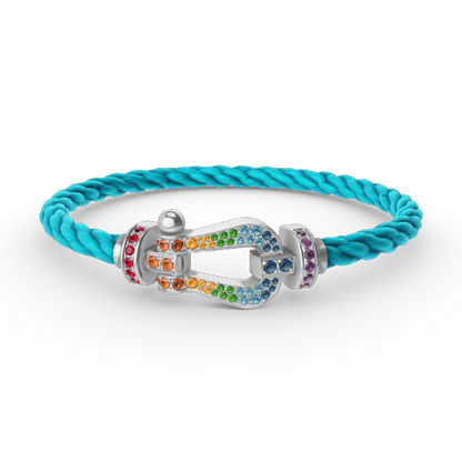 [Mystic]FORC LARGE HORSESHOE  COLORED DIAMOND BRACELET SILVER