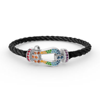 [Mystic]FORC LARGE HORSESHOE  COLORED DIAMOND BRACELET SILVER