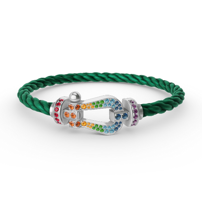 [Mystic]FORC LARGE HORSESHOE  COLORED DIAMOND BRACELET SILVER