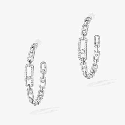 [[Mystic ]Move Link Diamond Hoop Earrings
