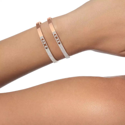 [Mystic ]Move Noa Rose Gold Pavé Diamond Bangle Bracelet