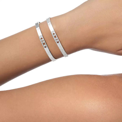 [Mystic ]Move Noa Rose Gold Pavé Diamond Bangle Bracelet