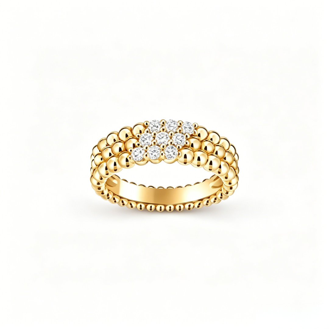 [Mysitc ]  THREE-ROW DIAMOND RING