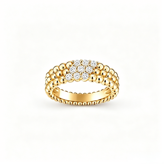 [Mysitc ]  THREE-ROW DIAMOND RING