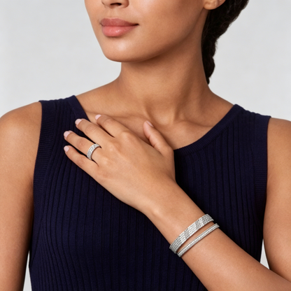 [Mysitc ]  THREE-ROW DIAMOND RING