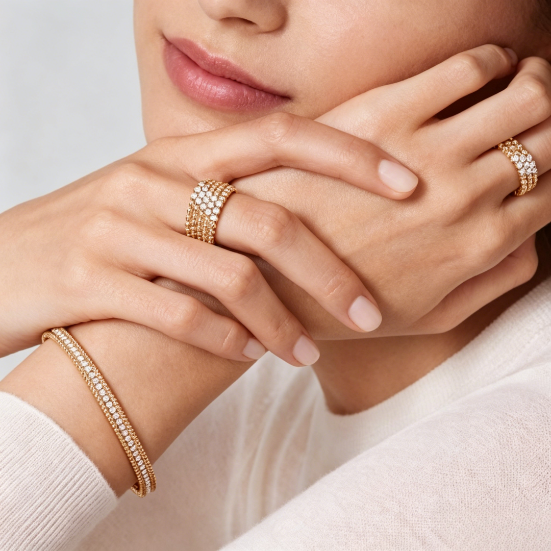 [Mysitc ]  THREE-ROW DIAMOND RING