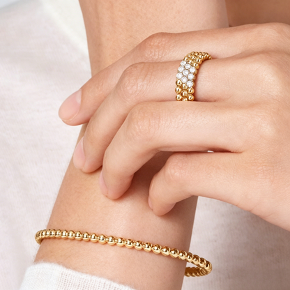 [Mysitc ]  THREE-ROW DIAMOND RING