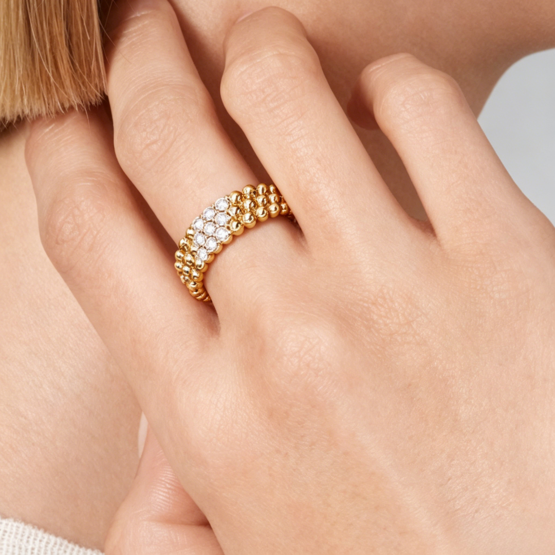 [Mysitc ]  THREE-ROW DIAMOND RING